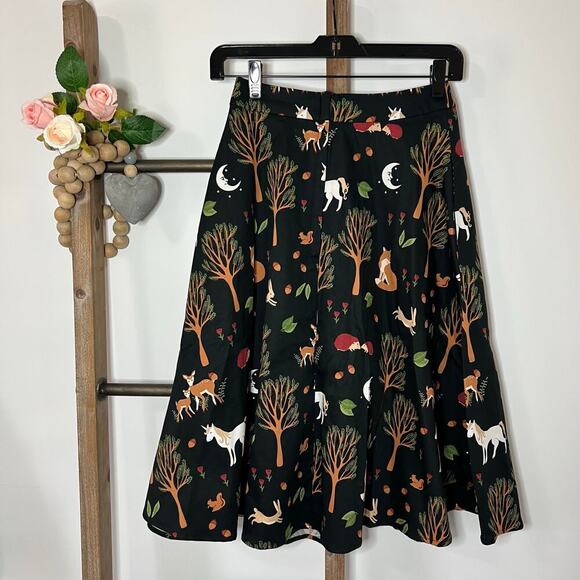 ModCloth x Collectif Black Multicolor Cotton Skirt - Picture 4 of 8